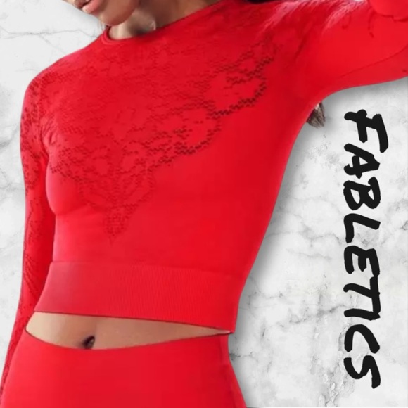 Fabletics Tops - Fabletics Women's Flora Seamless Red Long-Sleeve Top